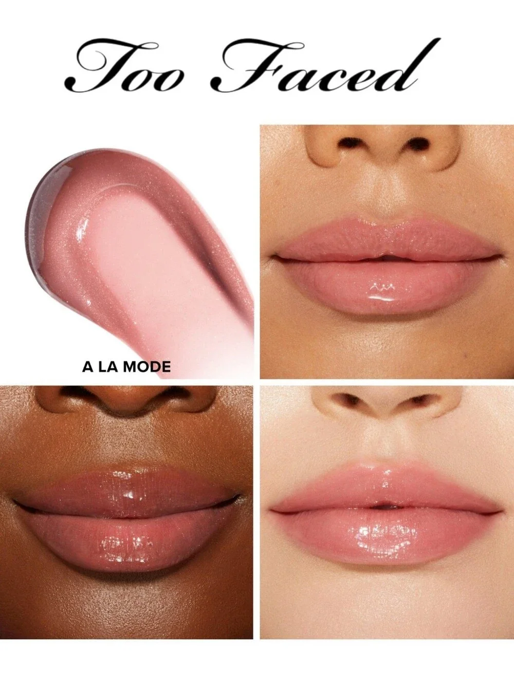 Too Faced Lip Injection Plumping Lip Gloss  Alamode Cool Tone Mauve Pink Shimmer